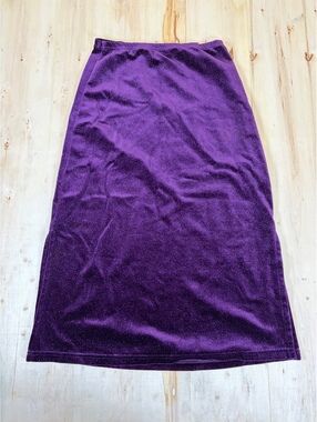 Vintage Christie Brooks Purple Glitter Maxi Skirt High Slit Shimmer Medium